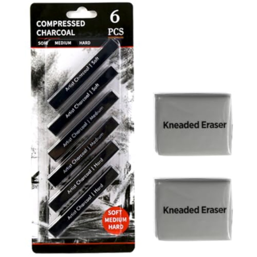 Rubber Eraser Kneaded - Compressed Charcoal Sticks 6 PCS, Kneaded