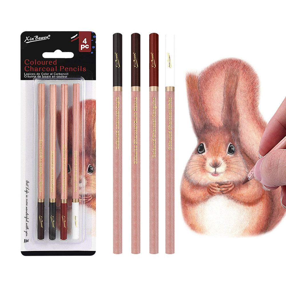 Highlighter Set Pastel - 4Pcs Professional Sketch Charcoal Pencils Set