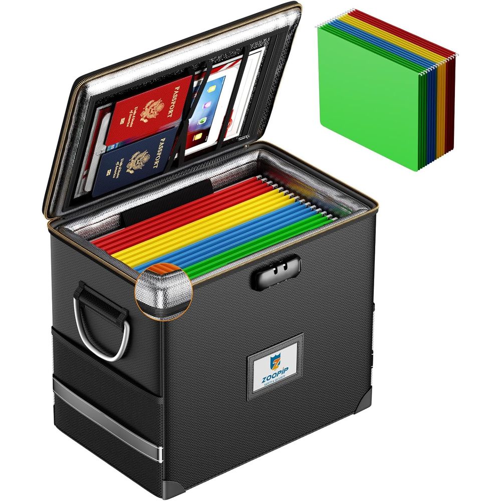 File Folder Hanging - Secure Locking Document Box with 10