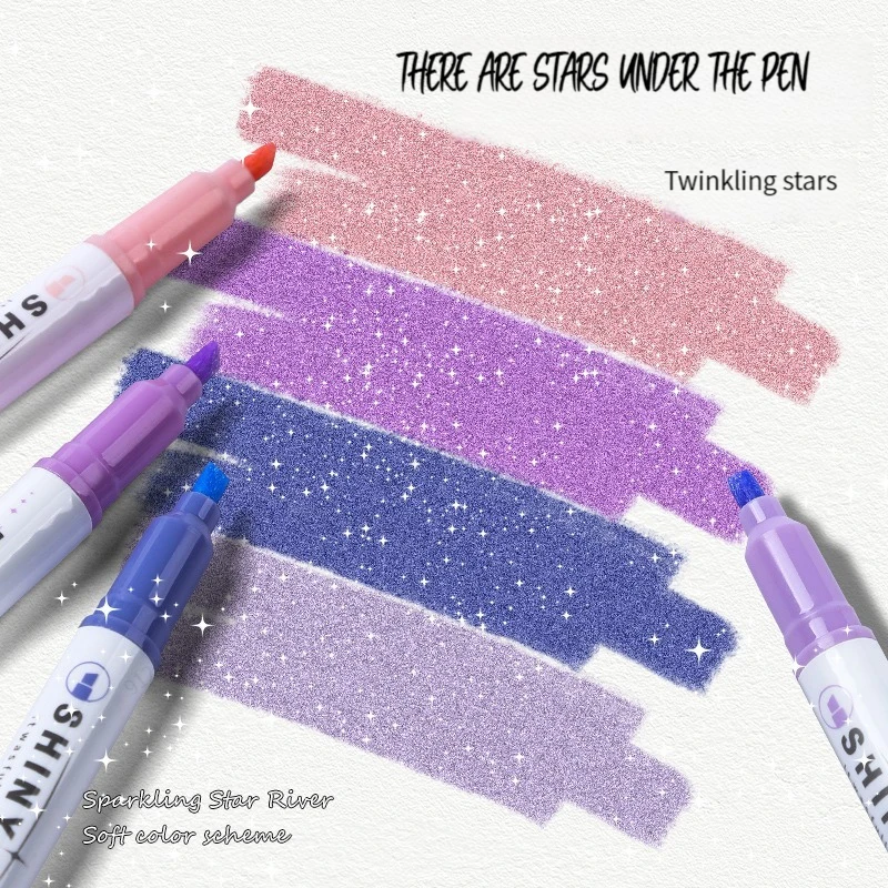 Highlighter Set Pastel - 4 Colors/box Kawaii Glitter Highlighter Pen