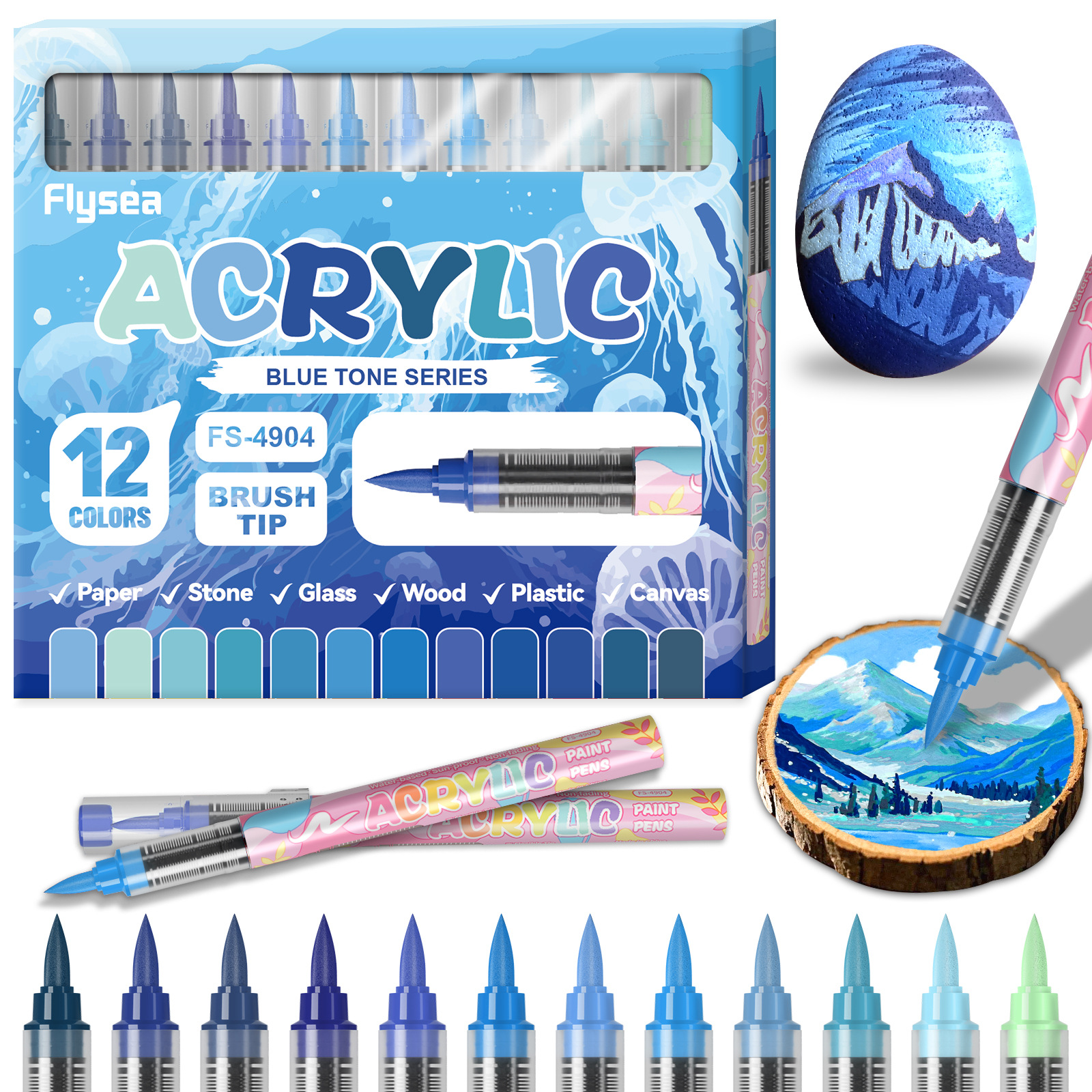 Highlighter Set Pastel - 12 Colors Cold Tone Acrylic Paint