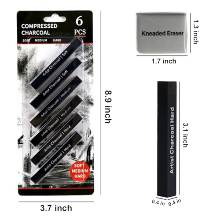Compressed Charcoal Sticks 6 P - огляд і ціна Rubber Eraser Kneaded