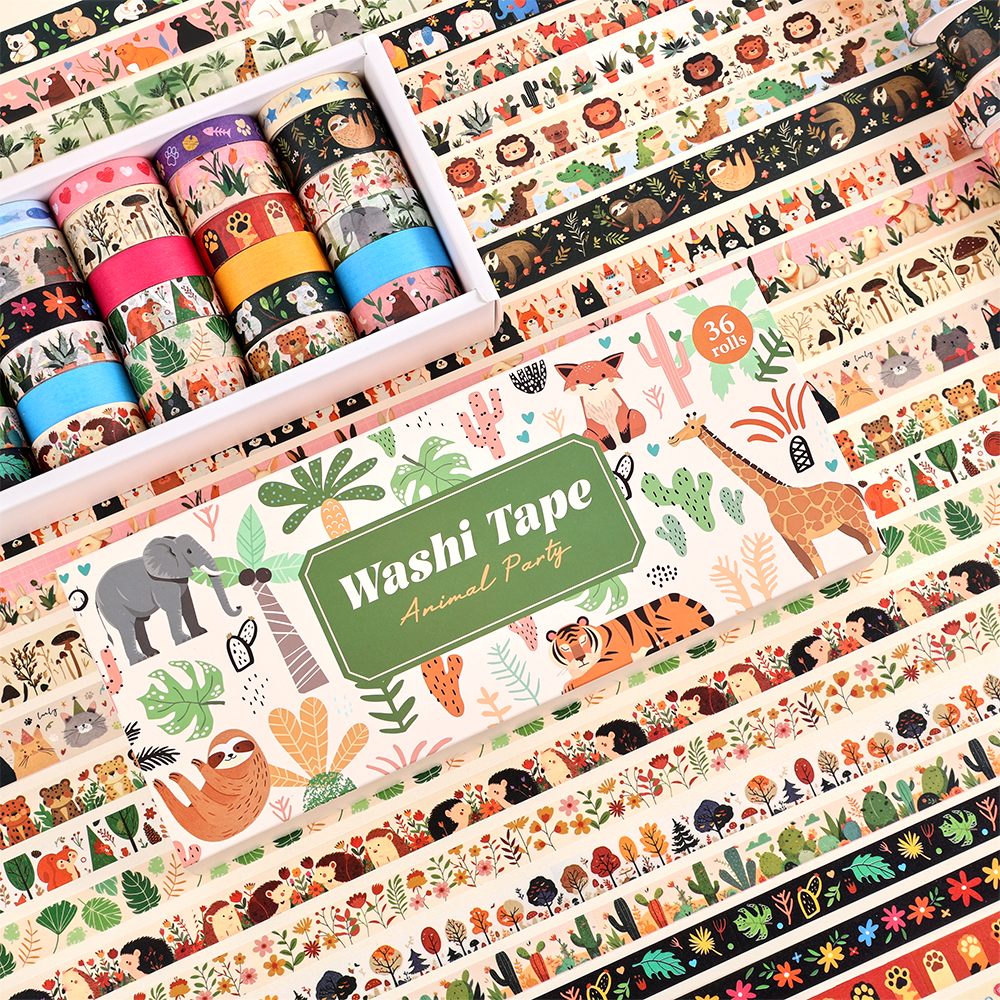 36 Rolls Vintage Animal Party  - огляд і ціна Washi Tape Set