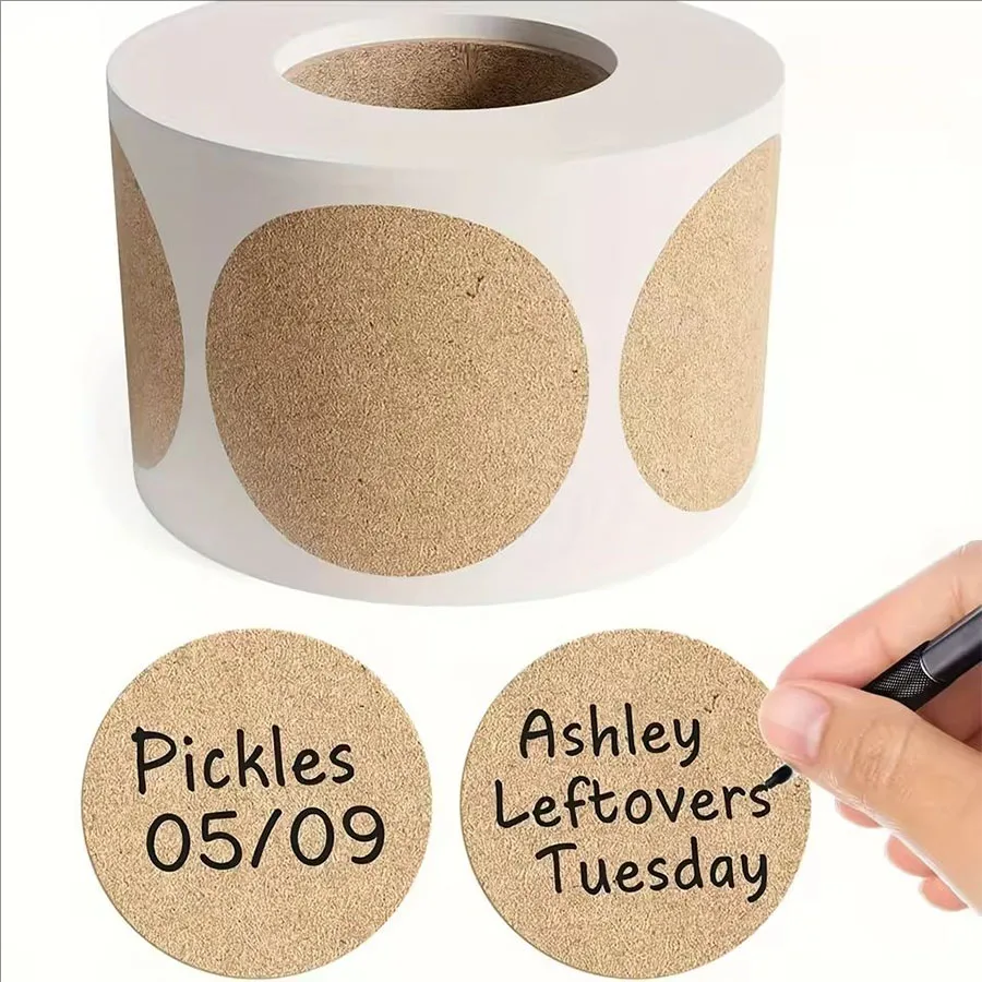 500 Pcs / 1 Roll ，kraft Round  - огляд і ціна Sticker Label Roll