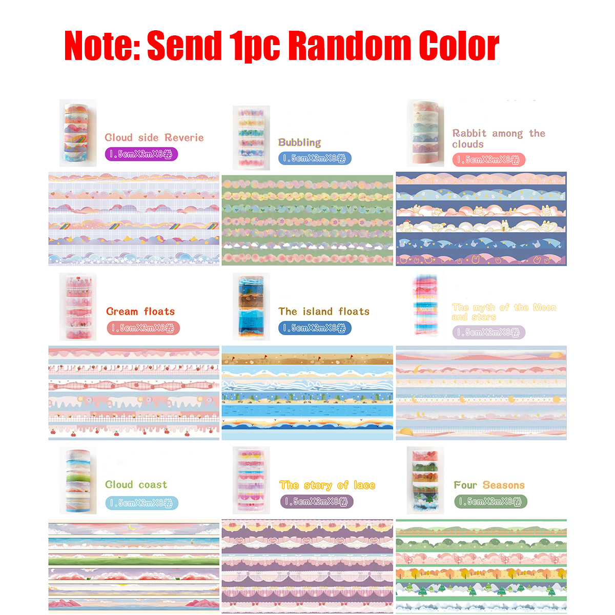 6roll/set Random Color Landsca - огляд і ціна Washi Tape Set