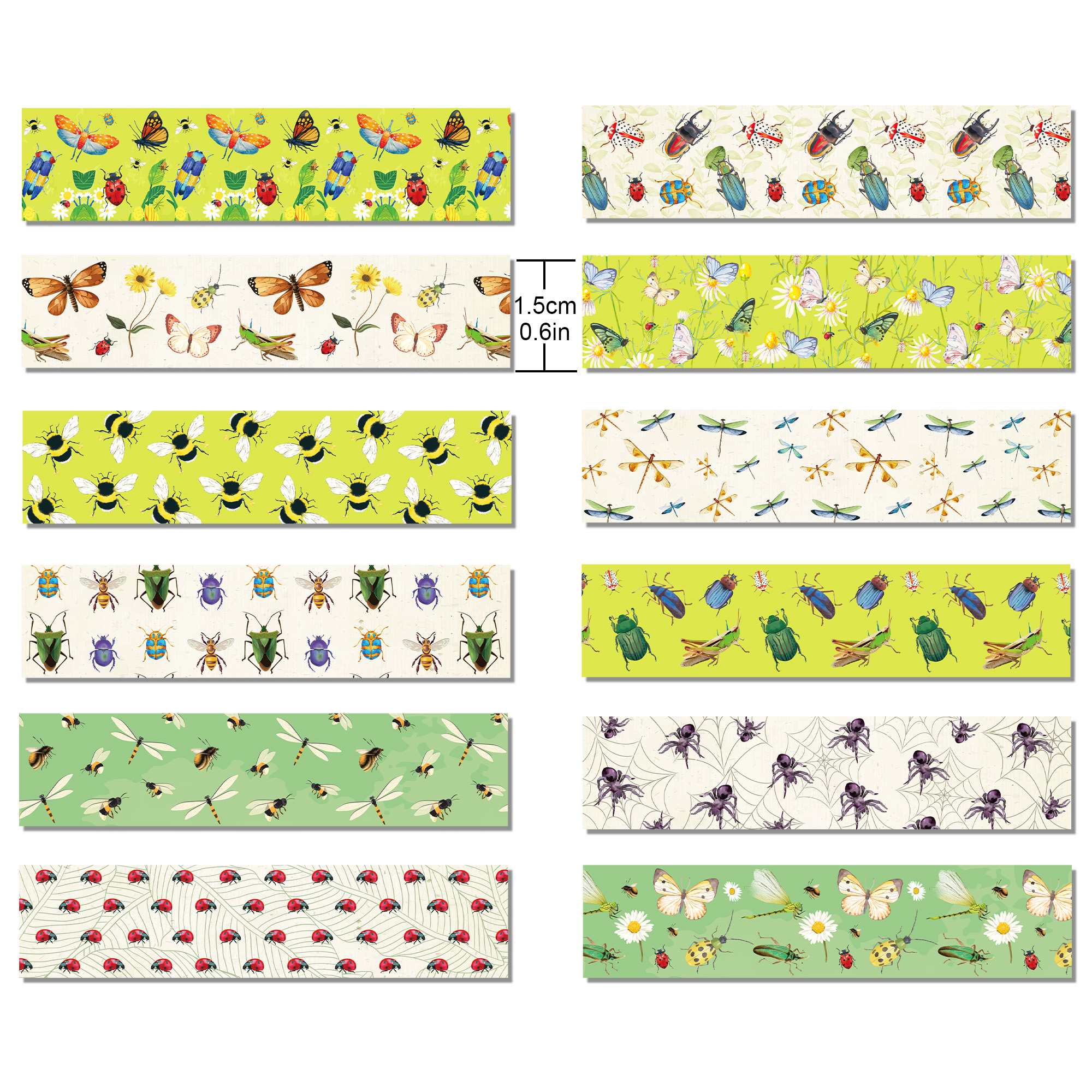 12 Rolls Cartoon Insect Bee Bu - огляд і ціна Washi Tape Set
